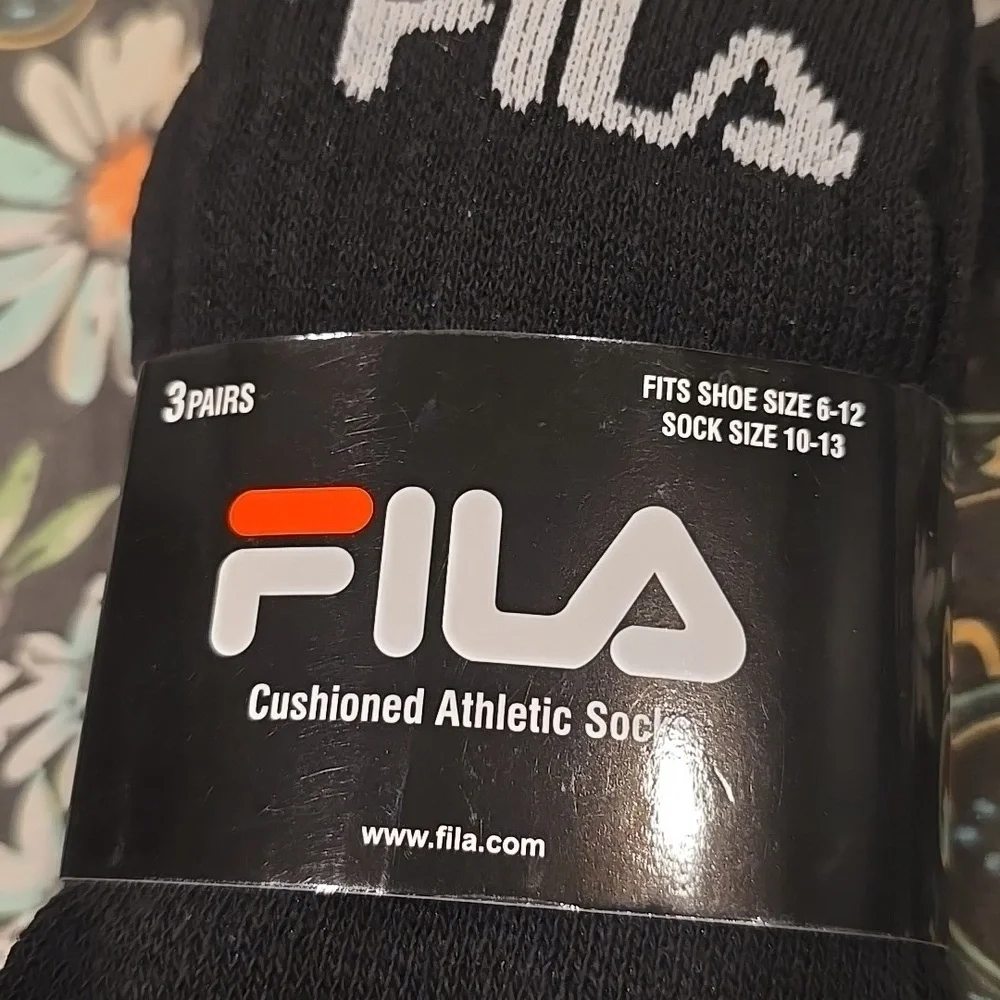 ❤️10/$40 New 3 Pack Fila Men's Black Athletic Socks